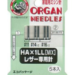 家庭用 レザー用ミシン針 HA-1LL[MIX] 取り合わせ #11x1 14x2 16x2本