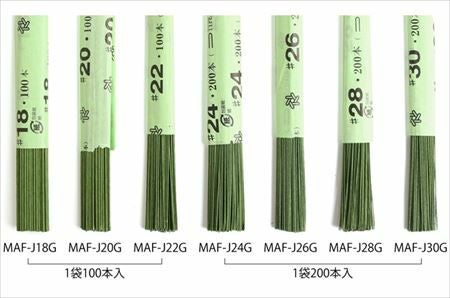 0.9mm】 地巻ワイヤー グリーン #20 太さ0.9mm×全長36cm (100本入