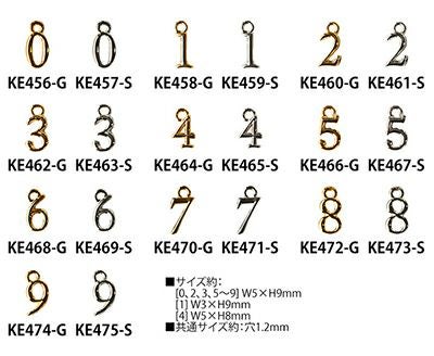 アクセサリー 数字チャーム (5個入) KE456-475 | つくる楽しみ | 手芸