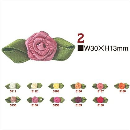 お取り寄せ) リボンパーツ 花 リーフローズ W36×H19mm 4個入| つくる