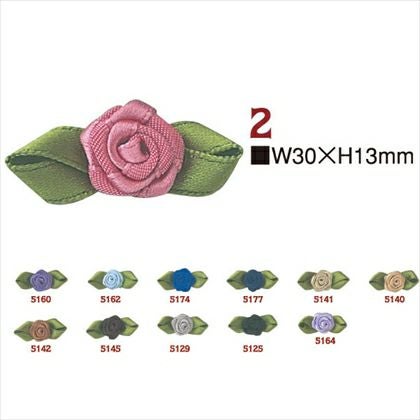 お取り寄せ) リボンパーツ 花 リーフローズ W36×H19mm 4個入| つくる