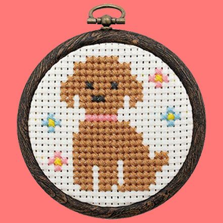 刺しゅうキット クロスステッチ 夏休み イヌ No.7771 まんまるフレーム