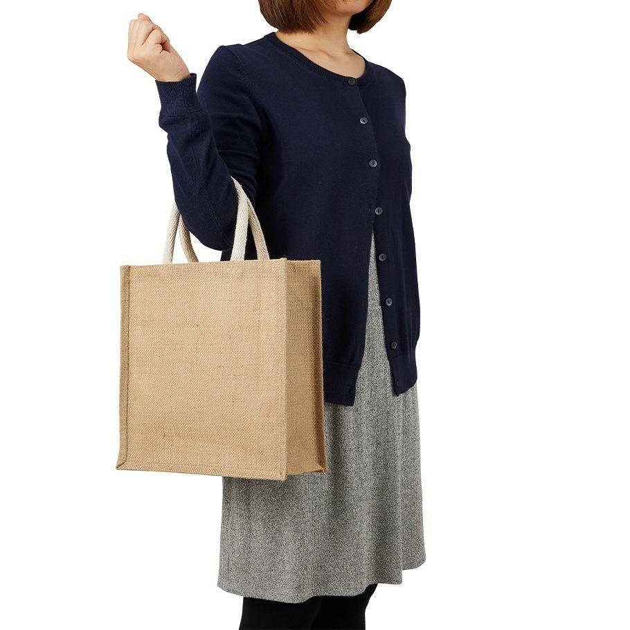 ジュートスクエアトート ナチュラルベージュ Mサイズ 刺繍でアレンジ