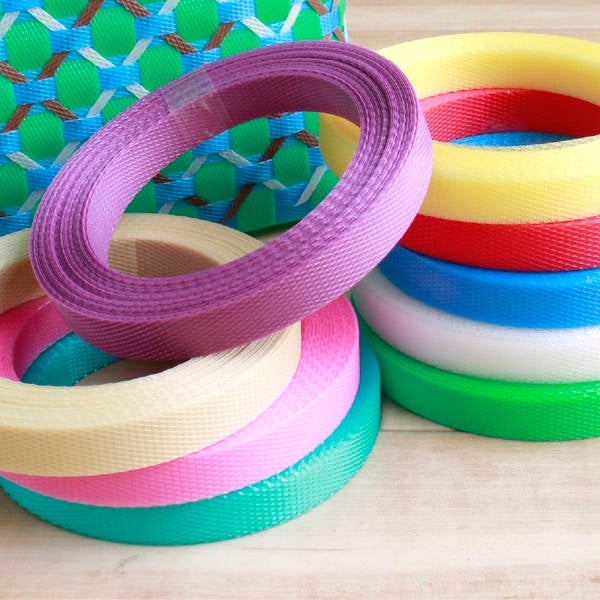 手芸用PPバンド 4巻セット 10m巻 幅15mm かごバッグ 材料 手編み