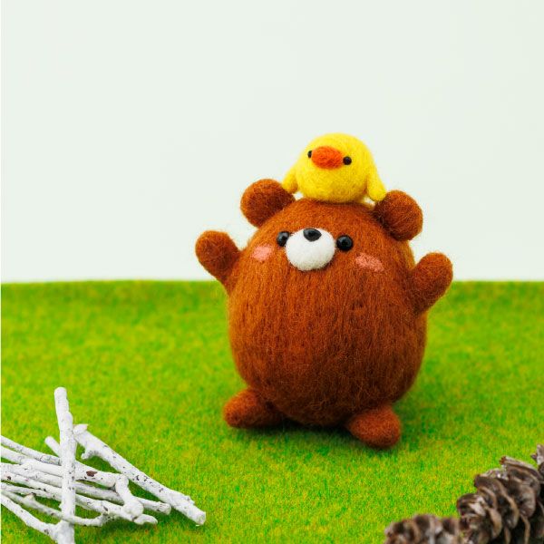ひよこカーのひよこくまちゃん　羊毛フェルト 羊毛フェルト ひよことなかよしくまちゃん キット フェルト羊毛 キット