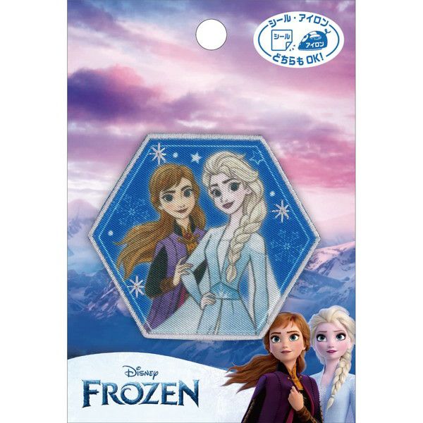 n*.様 新品 タグ付き ディズニー アナ雪 エルサ シアートップス ワッペン アップリケ ディズニー アナと雪の女王 アナ ・ エルサ 横