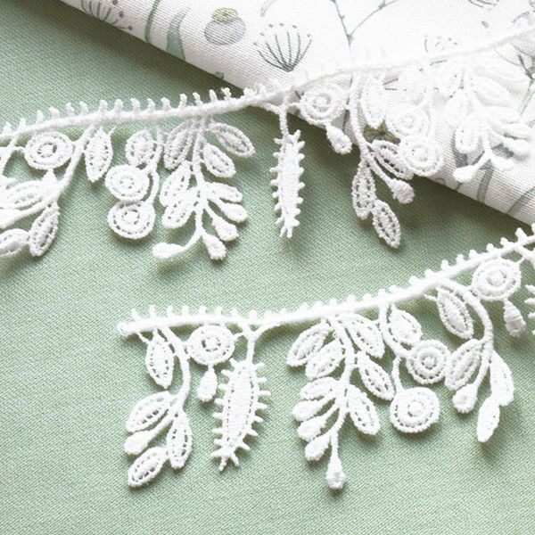ブレード レース フリンジレース マルチモチーフ オフ白 1m 草花