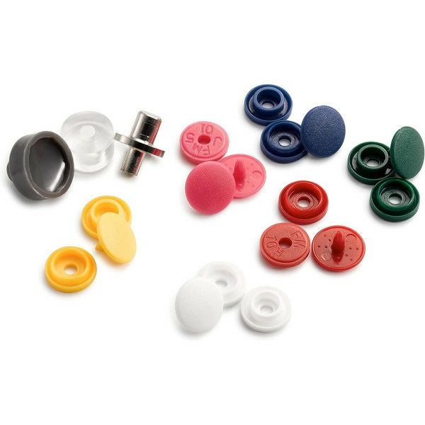 スナップ プラスチックカラースナップボタン φ9mm 6色各12色セット 6色