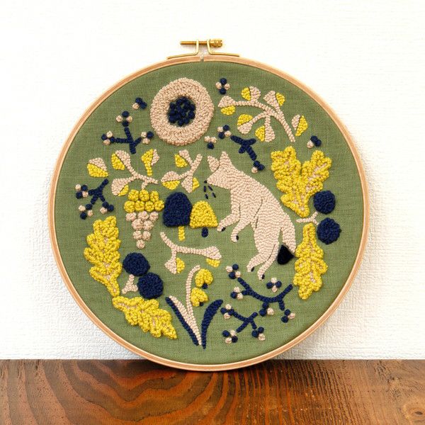 パンチニードルキット キツネノコミチ DMC×点と線模様製作所 フリー