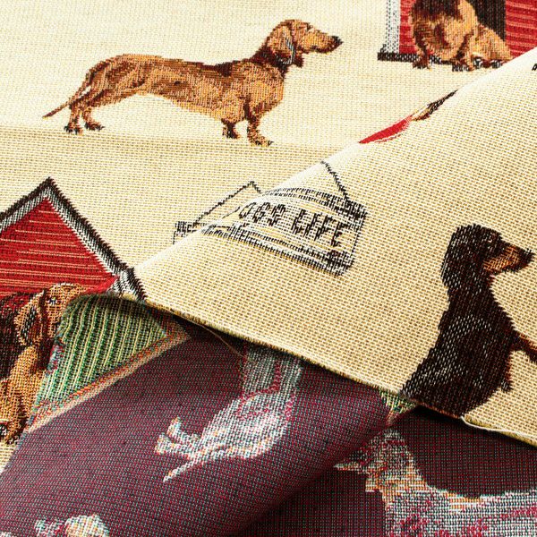 ゴブラン 生地 インポート インテリア ゴブラン織り 犬と犬小屋140cm巾