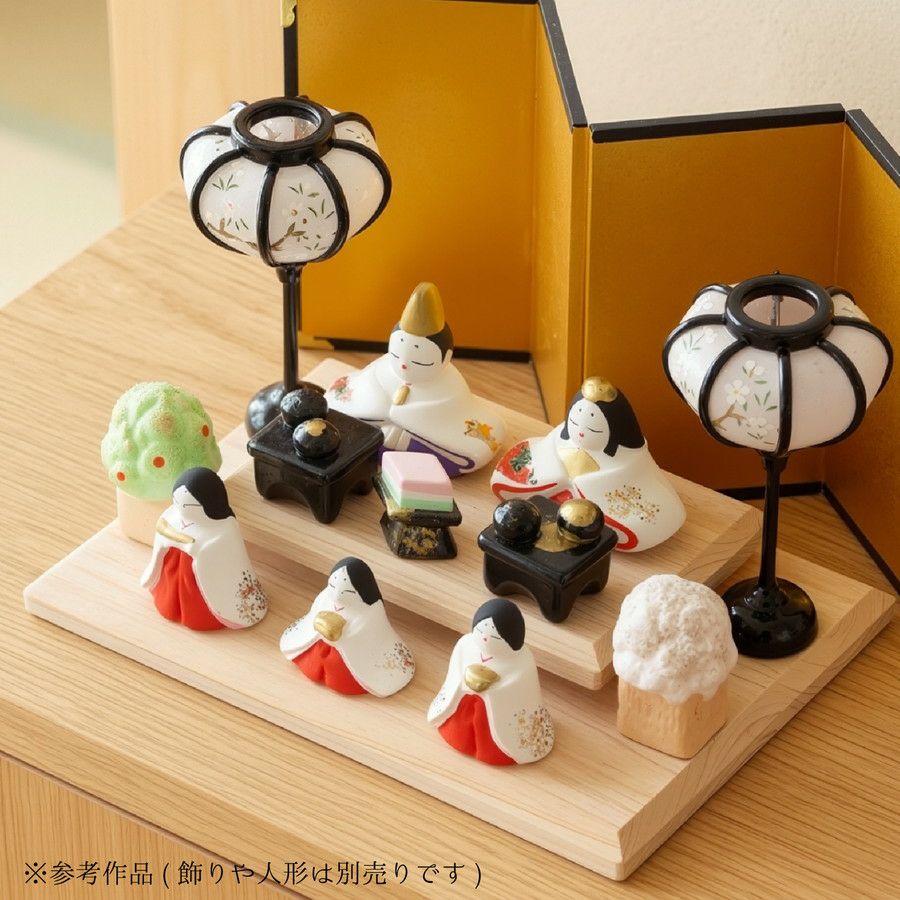 白木飾り台 雛人形 飾り台 国産 長方形 3点セット 2段台座付 ひのき