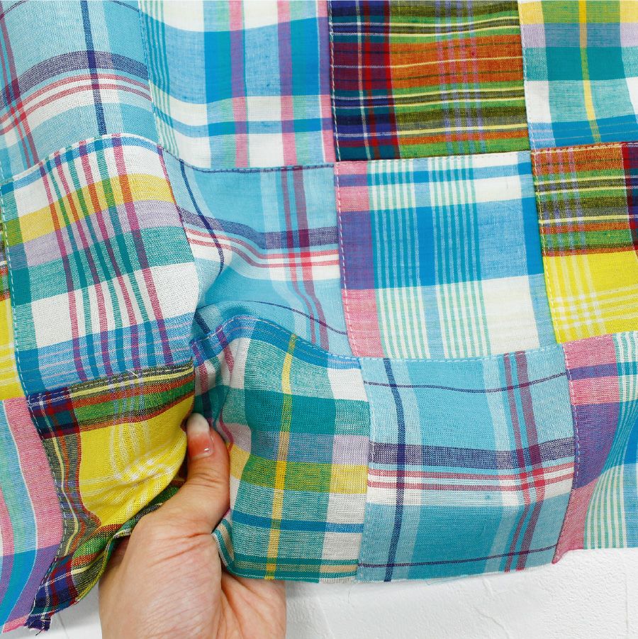 極美品】 KAPITAL キャピタル ベスト マドラスチェック パッチワーク 生地 輸入生地 インド輸入 マドラスチェック パッチワーク 小物