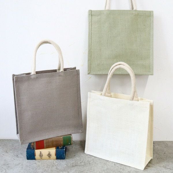 ジュートバッグ スクエア Mサイズ ナチュラルカラー 3 カラー バッグ