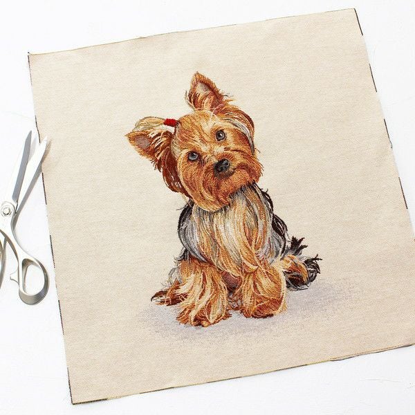 ゴブラン織 生地 インテリア パネル ヨークシャーテリア 犬 ヨーロッパ