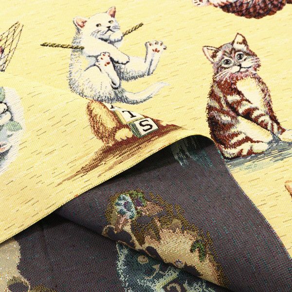 ゴブラン 生地 インポート インテリア ゴブラン織り ねこ ネコ柄