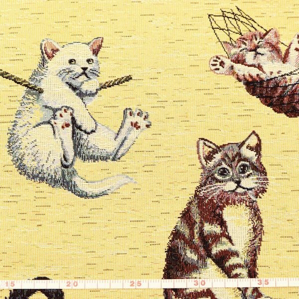 ゴブラン 生地 インポート インテリア ゴブラン織り ねこ ネコ柄