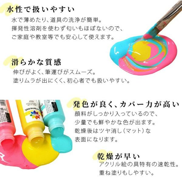 アクリル絵の具 セット 12本 セラムコート 59ml 2オンス 白 黒 赤 青