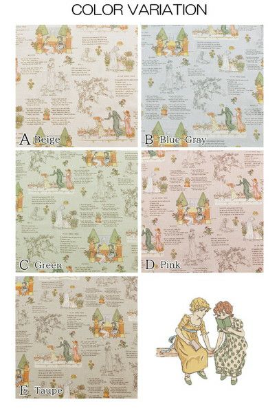生地 プリント生地 Kate greenaway-ケイト・グリーナウェイ- Story 巾