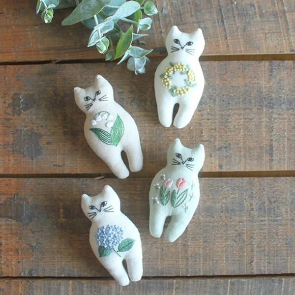 刺しゅうキット nekogao 図案印刷済み ブローチキット ブローチ 猫