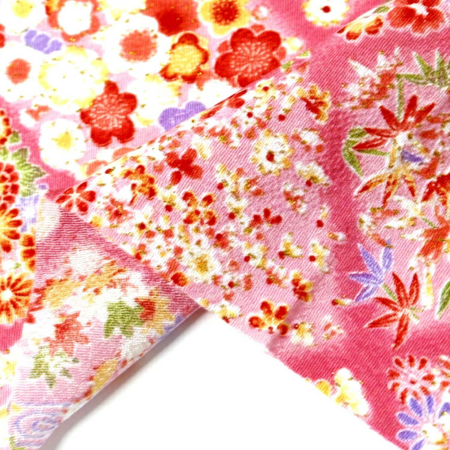 ちりめん 金彩 カットクロス 約23×33cm ぼかし菱桜 和手芸 ちりめん