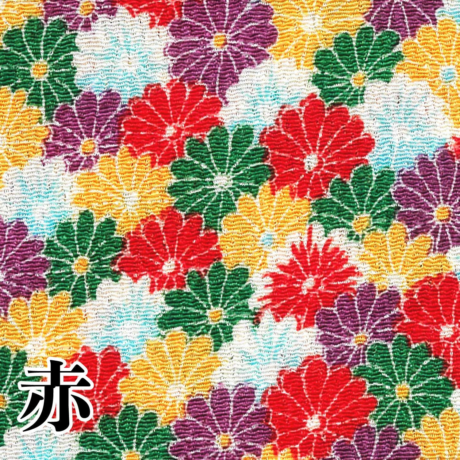 ちりめん 友禅 カットクロス 約23×33cm カラフル菊 和手芸 ちりめん