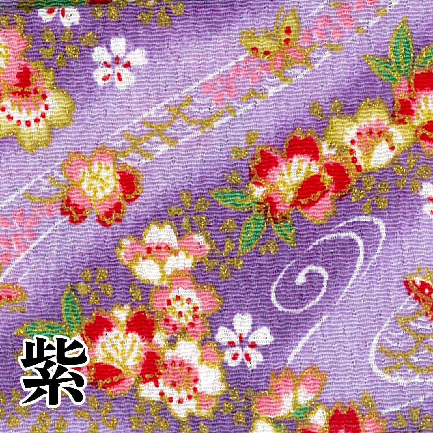 ちりめん 金彩 切り売り 約23×33cm 流水桜 和手芸 ちりめん細工 70cm