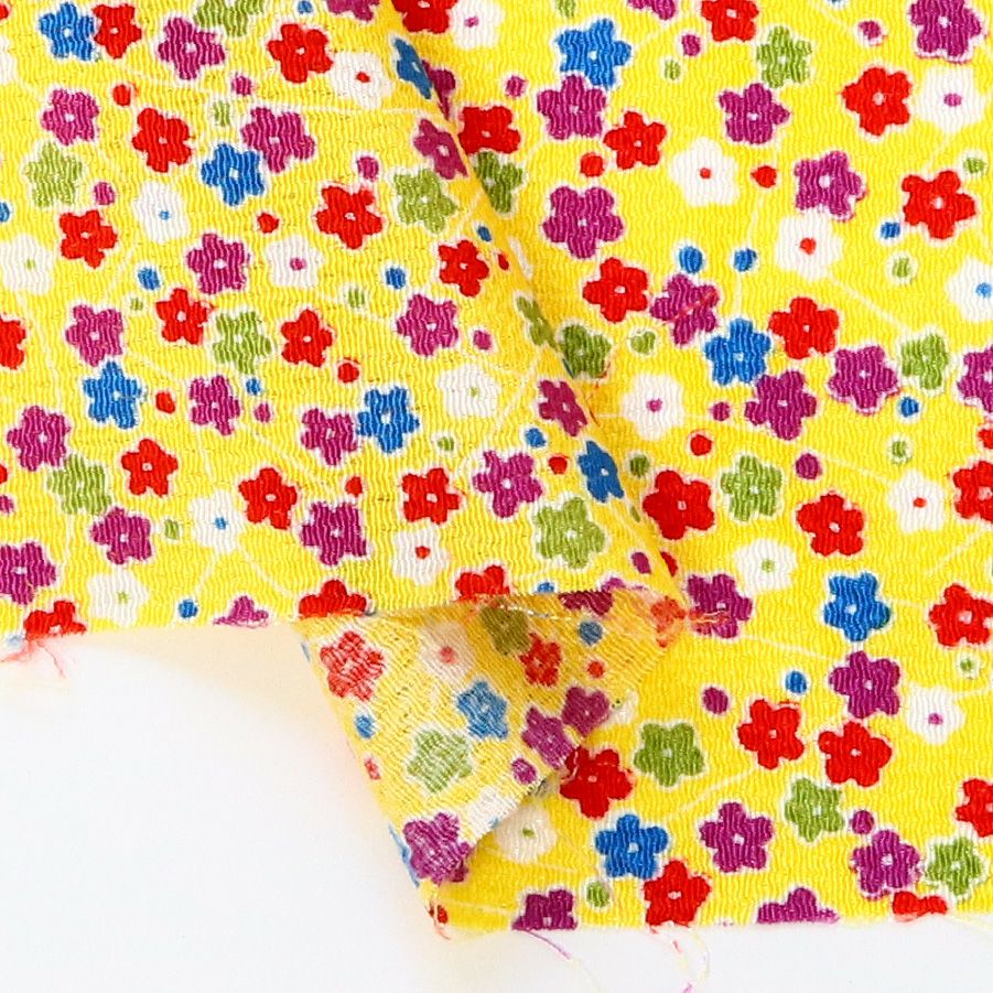ちりめん カットクロス 生地 金彩 レーヨン100% 約23×33cm 小梅はぎれ