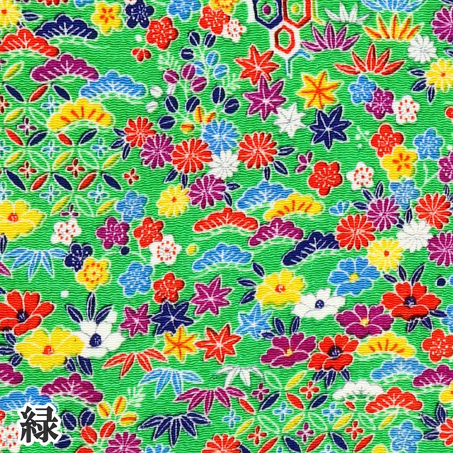ちりめん カットクロス 生地 金彩 レーヨン100% 約23×33cm 松竹梅