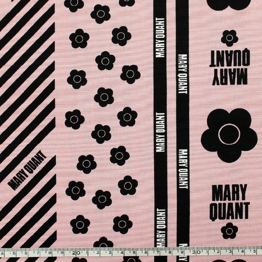 生地 マリークワント MARY QUANT オックス デイジー＆ロゴ ストライプ