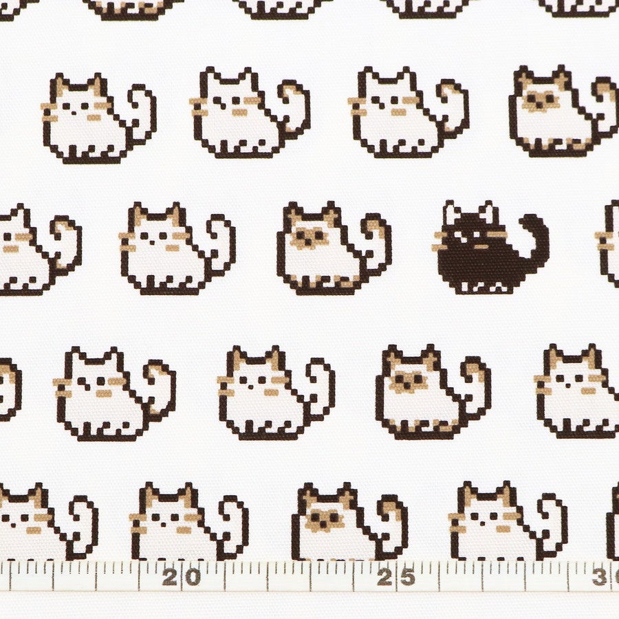 生地 オックス生地 プリント生地 ピクセルネコ柄 巾約110cm 入園入学