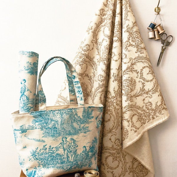 輸入生地 生地 インポート Toile de Jouy-トワルドジュイ 綿麻プリント