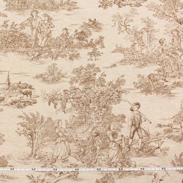 輸入生地 生地 インポート Toile de Jouy-トワルドジュイ 綿麻プリント