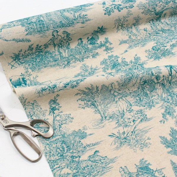 輸入生地 生地 インポート Toile de Jouy-トワルドジュイ 綿麻プリント