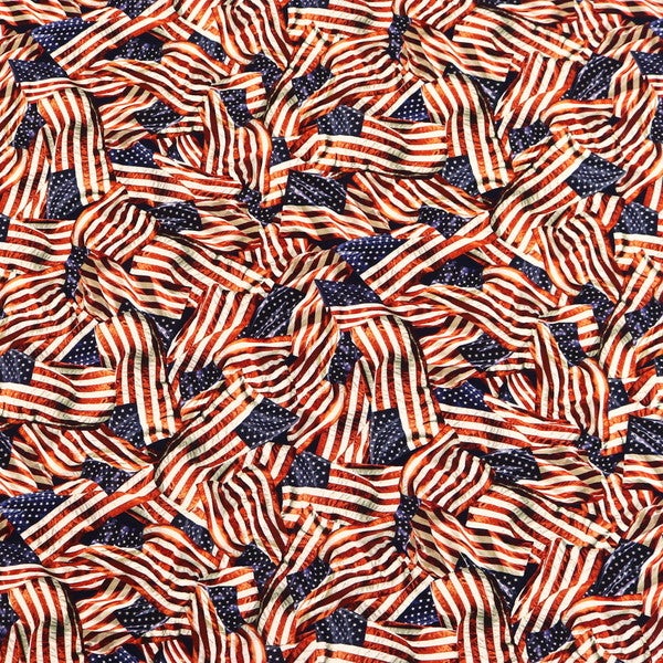輸入生地 生地 総柄 アメリカ国旗 シーチング USAプリント生地