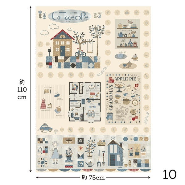 アメリカンカントリー ミシンキルト 110x110センチ 生地 AmericanCountryアメリカンカントリー約110cm×75cmパネル柄 (約