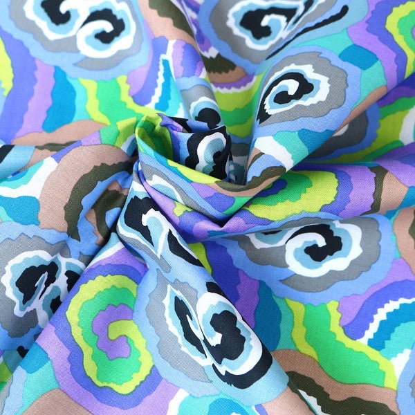 輸入生地 生地 青地 雲柄 渦 USAプリント Kaffe Fassett ケイフ