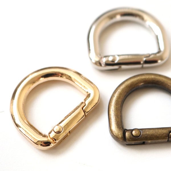 D型カラビナ 中 20mm 1個入 ゴールド バッグ金具 金具 Dカン